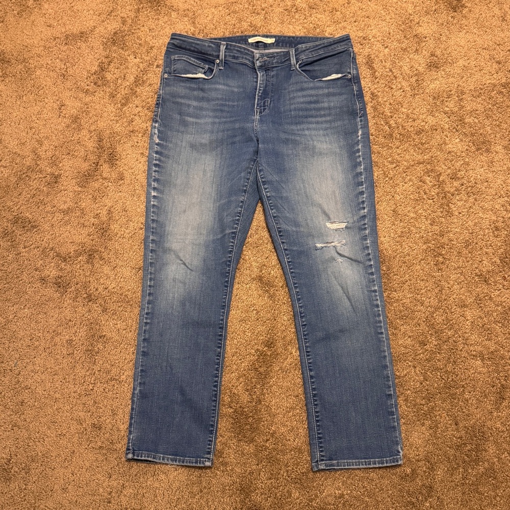 Levis Jeans Womens 16 Blue Denim Classic Mid Rise Skinny Logo